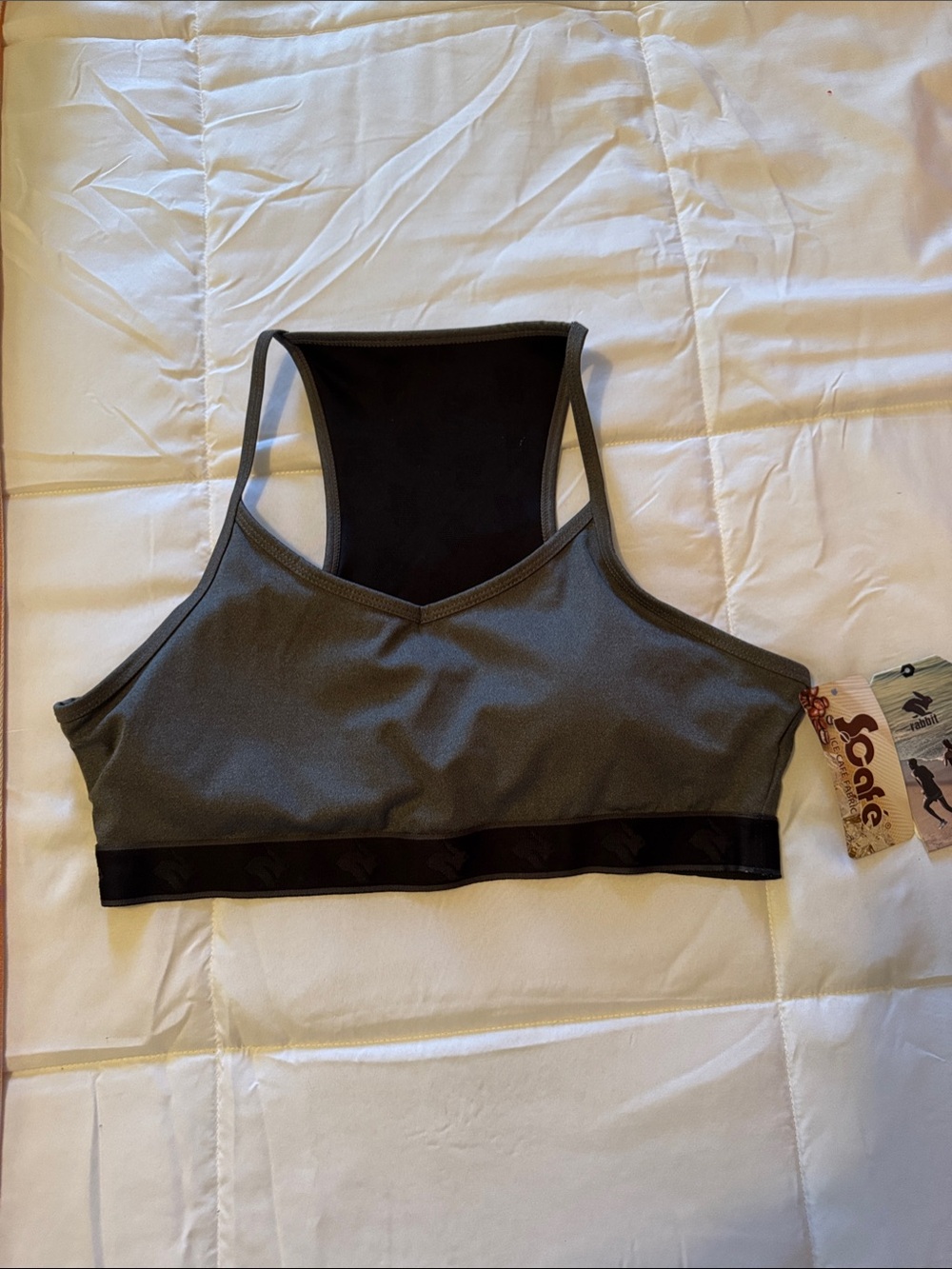 Racerback Sports Bra in Gray with Black Trim (NEW)